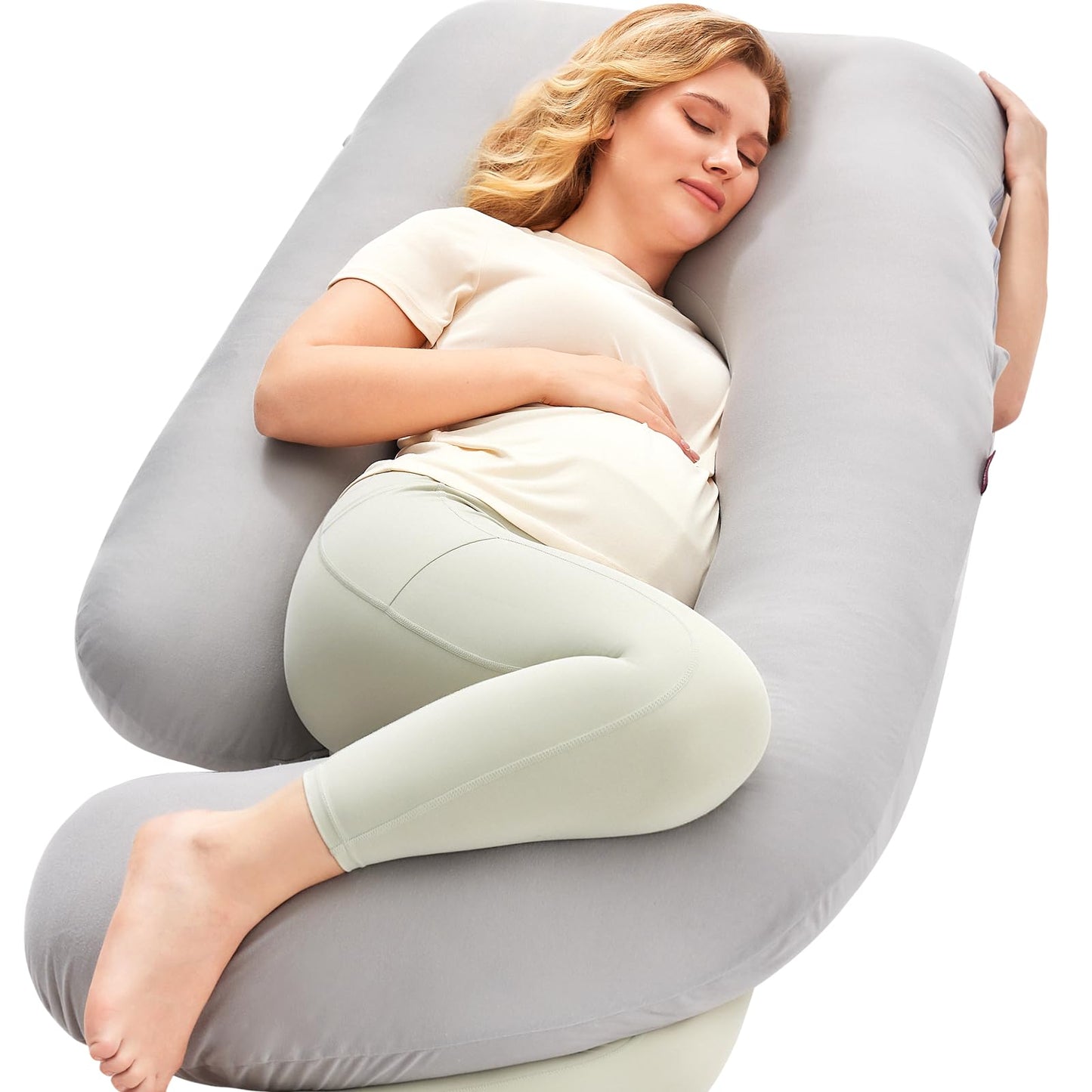 Momcozy Pregnancy Pillow for Sleeping - U Shaped Full Body Maternity Pillow