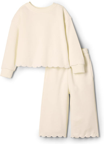 Amazon Essentials x Sofia Grainge Toddlers and Baby Girls' French Terry Sweatshirt Pant and Top Set