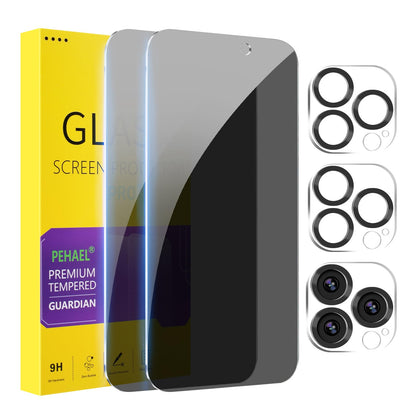 PEHAEL for iPhone 16 Pro Max Privacy Screen Protector+Camera Lens Protector