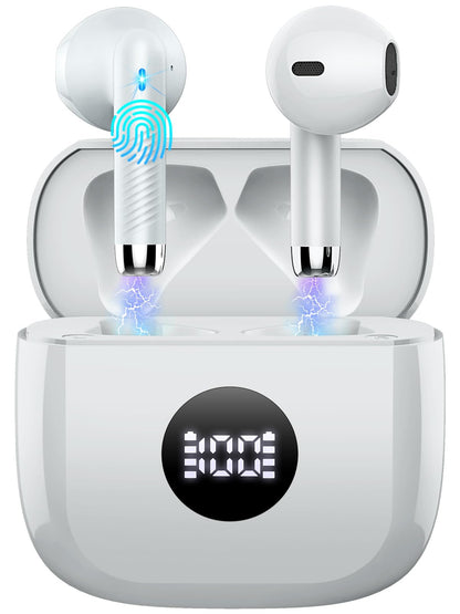 Wireless Earbuds, Bluetooth 5.4 Ear Buds, LED Power Display, 6D Bass Stereo