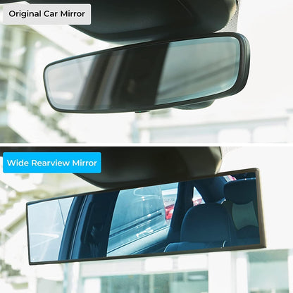 JOYTUTUS Rear View Mirror, Universal 12 Inch Panoramic Convex Rearview Interior Clip-on Wide Angle Mirror to Reduce Blind Spot Effectively for Car SUV Trucks - Blue