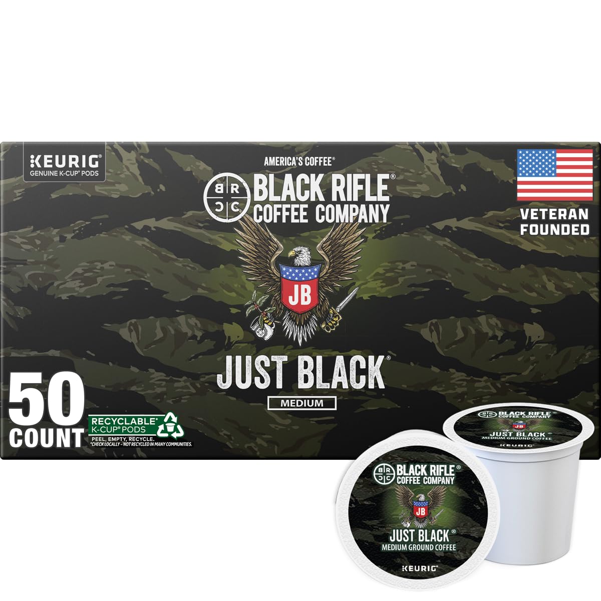 Black Rifle Coffee Medium Roast K Cup Coffee Just Black 32 Count