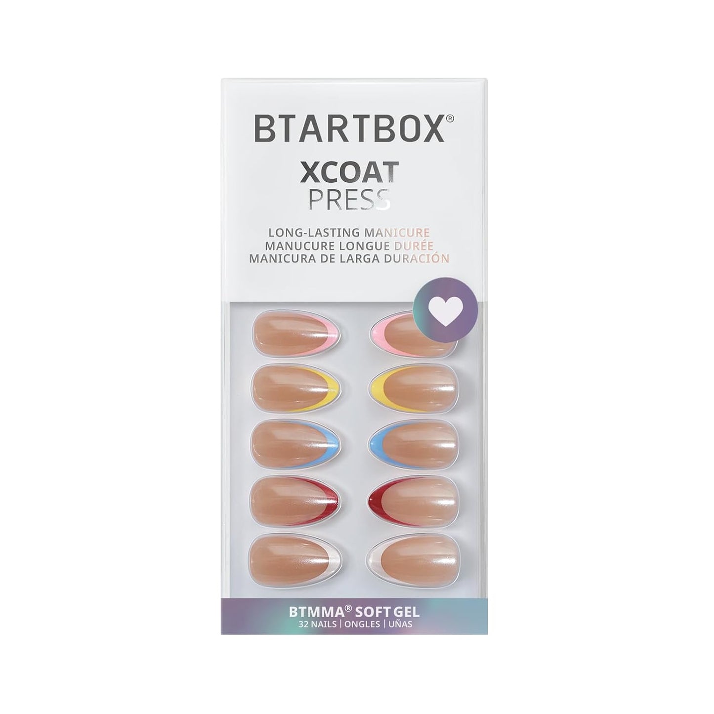 BTArtbox Press On Nails, Vanilla Cream, Short Square, Ombre Peach, 32Ct