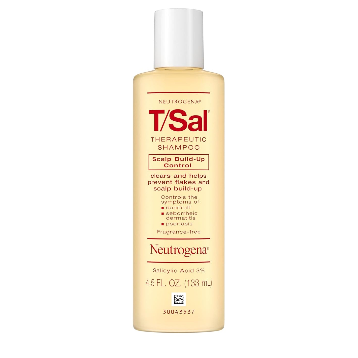 Neutrogena T/Sal Therapeutic Dandruff Shampoo, Scalp Build-Up Control, 3% Salicylic Acid,Psoriasis Treatment, Seborrheic Dermatitis Shampoo, Clears Flakes, Fragrance Free, 4.5 fl oz | Scalp Build-up Shampoo, 3% Salicylic Acid, Scalp Psoriasis Treatment, S