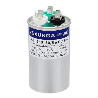 VEXUNGA 5uF 370/440VAC 50/60Hz CBB65 CBB65A Oval Run Start Capacitor 5 MFD 370V/440V Air Conditioner Capacitors for AC Unit Fan Motor Start or Pool Pump or Air Condenser Straight Cool