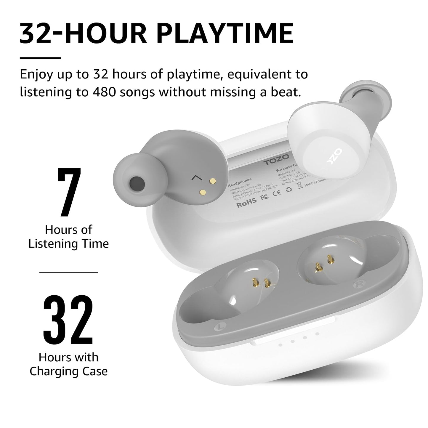 TOZO A1 Wireless Earbuds Bluetooth 5.3 Light Weight in Ear Headphones
