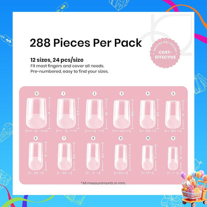 Beetles Soft Gel Nail Tips Short Almond 288pcs in 12 Sizes Etch-X