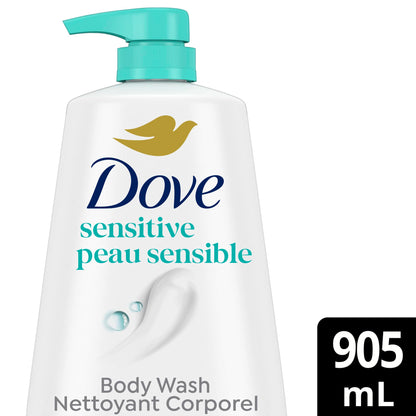 Dove Sensitive Skin Body Wash, 24hr Lotion-Soft Skin, 30.6 oz