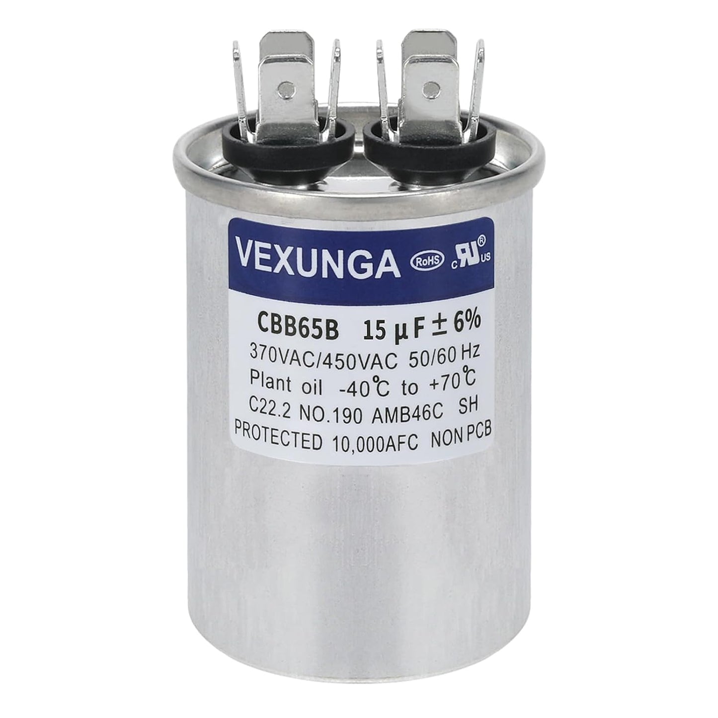 VEXUNGA 5uF 370/440VAC 50/60Hz CBB65 CBB65A Oval Run Start Capacitor 5 MFD 370V/440V Air Conditioner Capacitors for AC Unit Fan Motor Start or Pool Pump or Air Condenser Straight Cool