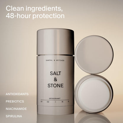 Salt & Stone Aluminum-Free Deodorant, Women & Men Santal & Vetiver 2.6 oz