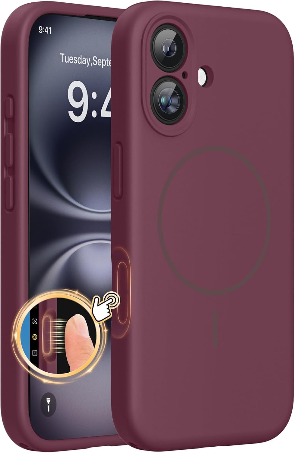 Miracase Magnetic for iPhone 16 Pro Case, Silicone, Black
