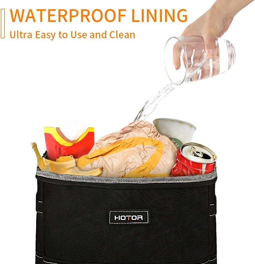HOTOR Car Trash Can, Leakproof Car Organizer, 2-Gallon, Black