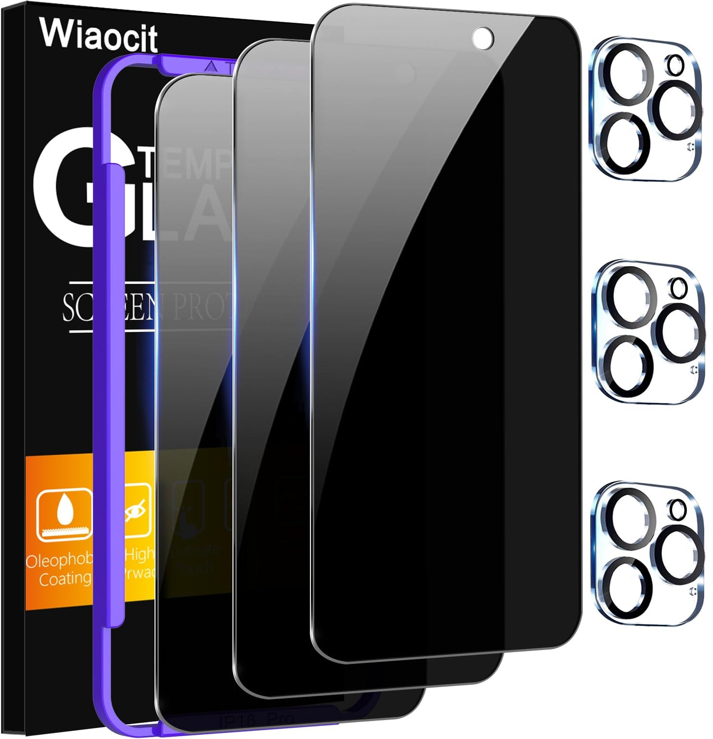 Wiaocit Tempered Glass Privacy Screen Protector for iPhone 15 Pro