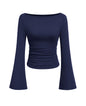 PRETTYGARDEN Womens Bell Long Sleeve Ribbed Knit Tops