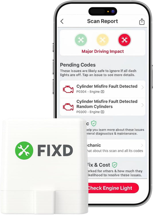 FIXD Bluetooth OBD2 Scanner - Car Diagnostic Check Engine Code Reader