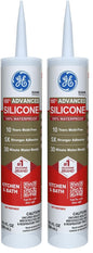 GE Advanced Silicone Caulk for Kitchen & Bathroom, White, 10 fl oz Cartridge, 1 Pack - 100% Waterproof Silicone Sealant, 5X Stronger Adhesion, Shrink & Crack Proof