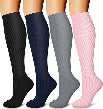 Laite Hebe 4 Pairs-Compression Socks for Women&Men Circulation-Best Support for Nurses,Running,Athletic