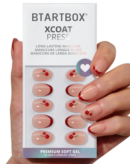 BTArtbox Press On Nails, Cream Puff, Short Almond, Ombre Off White, 32Ct