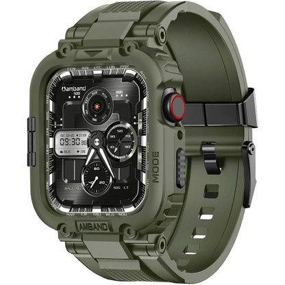 amBand Bands Compatible with Apple Watch 9/8/7/6/5/4 & SE 3/2/1 45mm/44mm Case for Men, M1 Sport Series Rugged Case Protective Cover for iWatch SE3/SE2/6/SE/5/4 44/45 mm Men Black