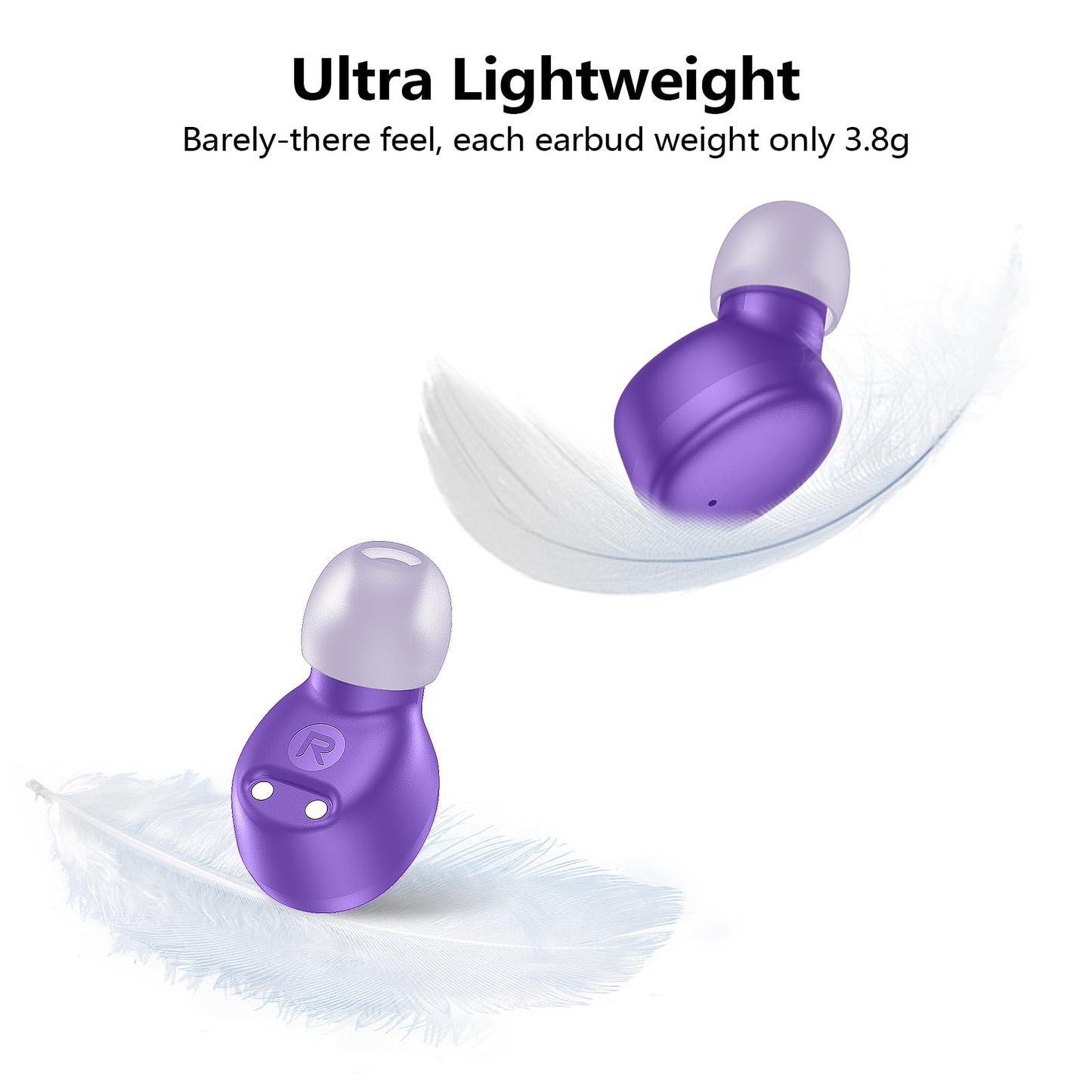 kurdene Wireless Earbuds Bluetooth 5.3 in Ear Buds Light Weight Headphones,Deep Bass Sound,Built in Mics Headset,Clear Calls Earphones for Sports Workout Glossy Black