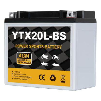 YTX14AH-BS 12V 12Ah Motorcycle Battery, 220CCA Rechargeable Maintenance Free Sealed AGM Battery, Powersport Replacement for ATV, UTV, Scooter
