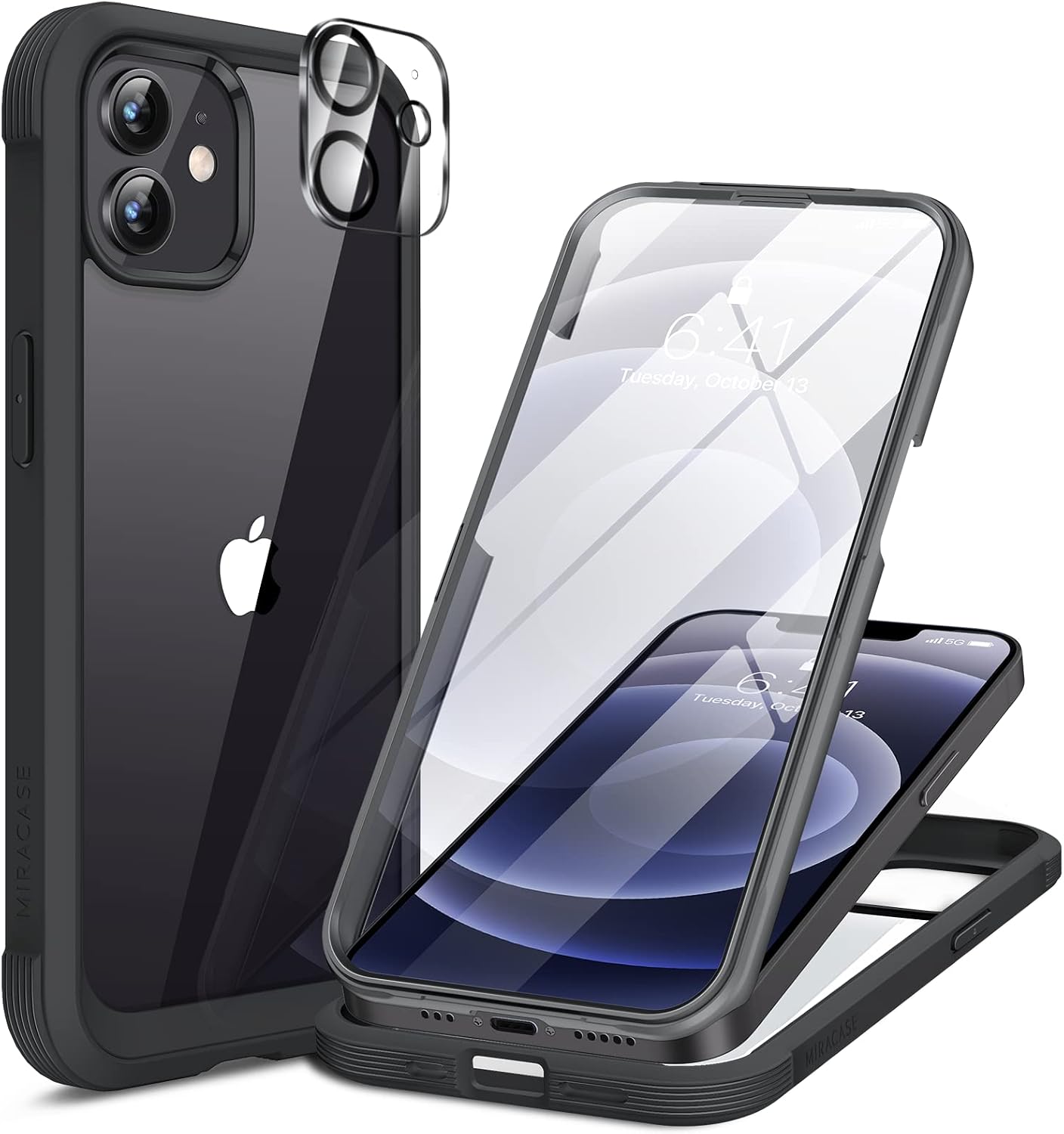 miracase for iPhone 17e Case & iPhone 16e Case, Full-Body Phone with Built-in Glass Screen Protector, [Magnetic with MagSafe] Military Drop Proof 17 E/ 16 E Cover Bumper 6.1 inch, Black