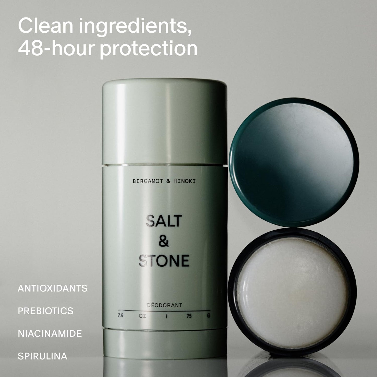 Salt & Stone Aluminum-Free Deodorant, Women & Men Santal & Vetiver 2.6 oz