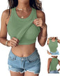 CHICME Women Built-in Bra Tank Tops Sleeveless Racerback Ribbed Fitted Tops