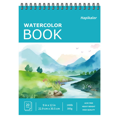 Hapikalor Watercolor Paper Pad, 9"x12" Water Color Paper, 140lb/300gsm Teal