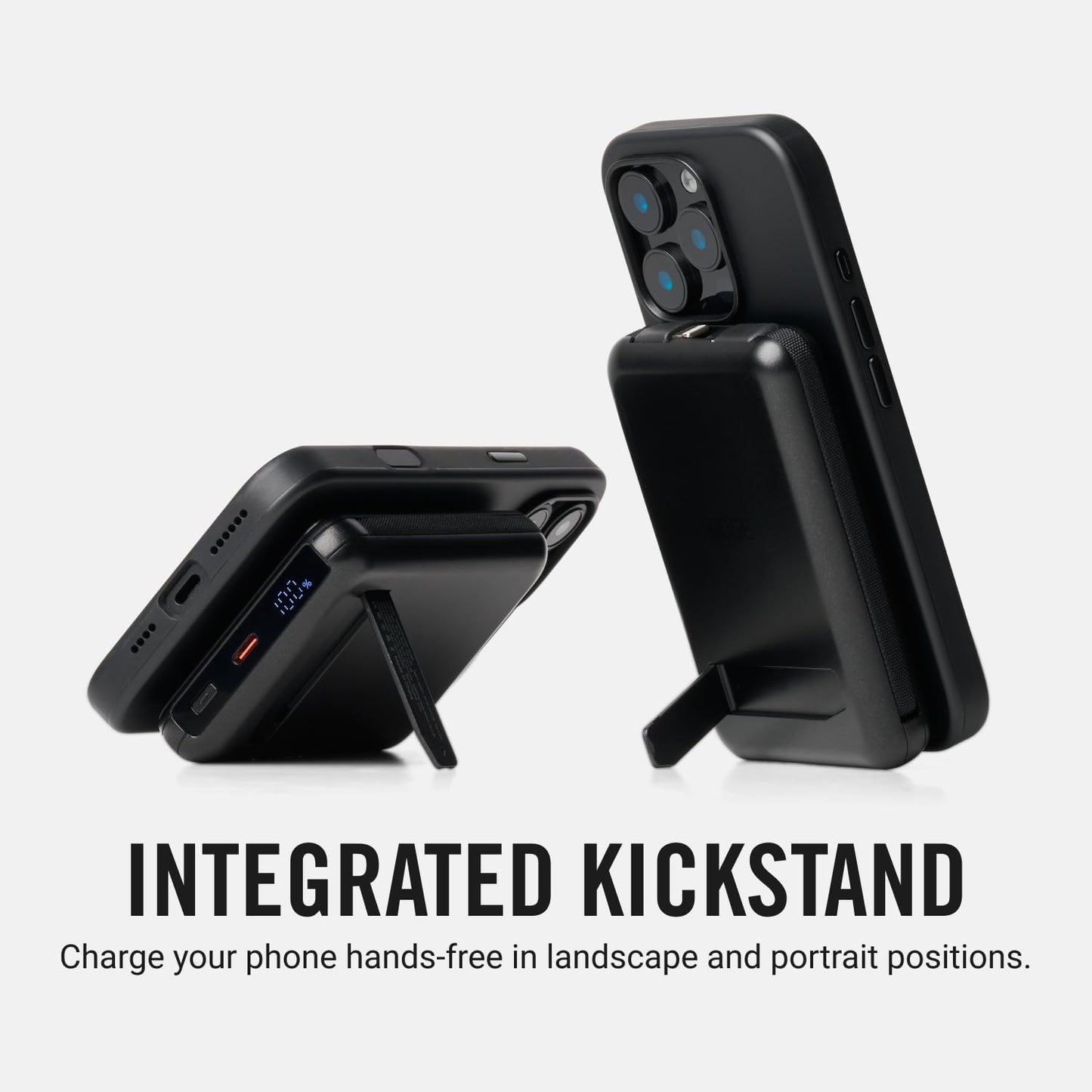 Ridge 20W Magnetic Power Bank Battery Pack 10,000mAh - Fast Charging, Compatible with MagSafe - Portable Charger Flight-Safe Travel Powerbank - Built-in Cables & Magnetic Attachment (Matte Black)