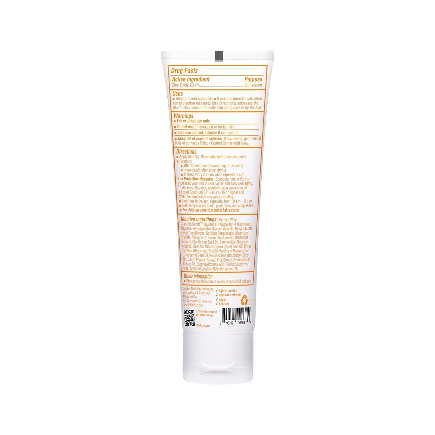 Thinkbaby Baby Sunscreen SPF 50+, Mineral Formula, Water Resistant, 3 Oz