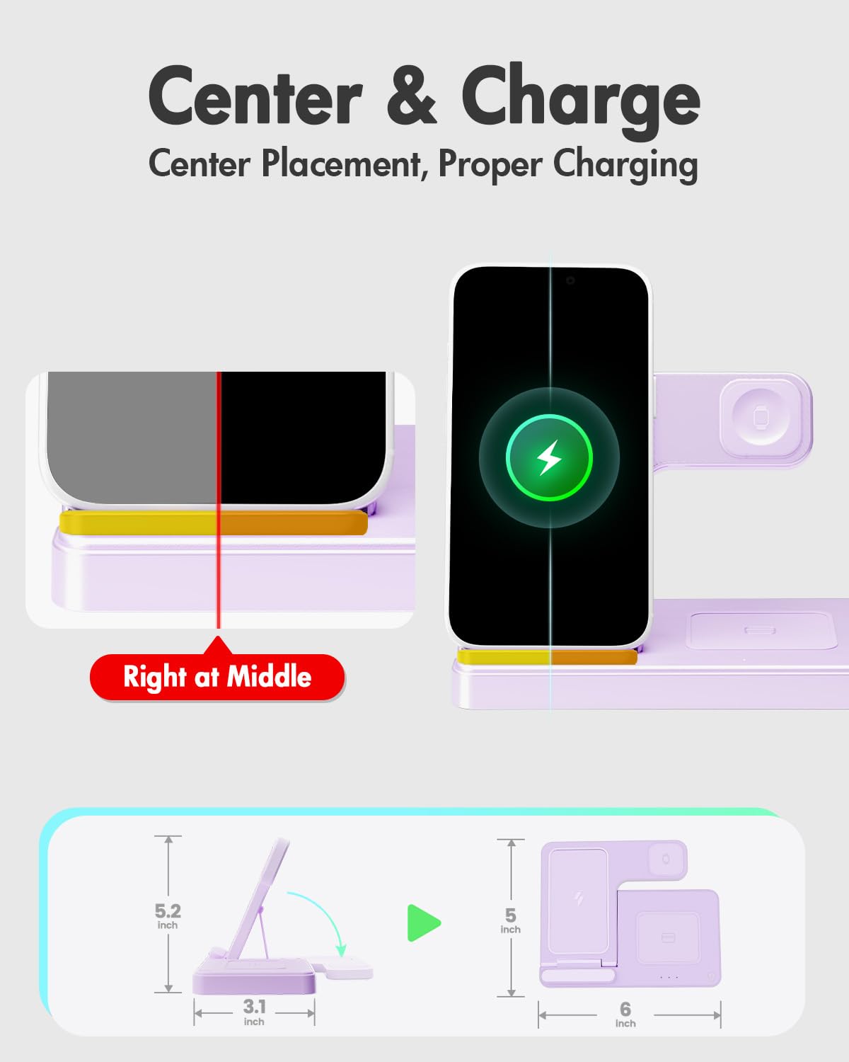 GETPALS Wireless Charger iPhone Charging Station for Apple Multiple Devices