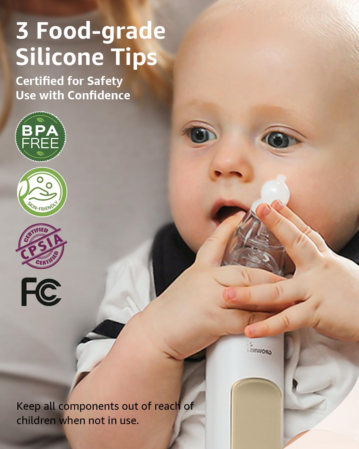 GROWNSY Nasal Aspirator for Baby, Electric Nose Sucker, Powerful Suction