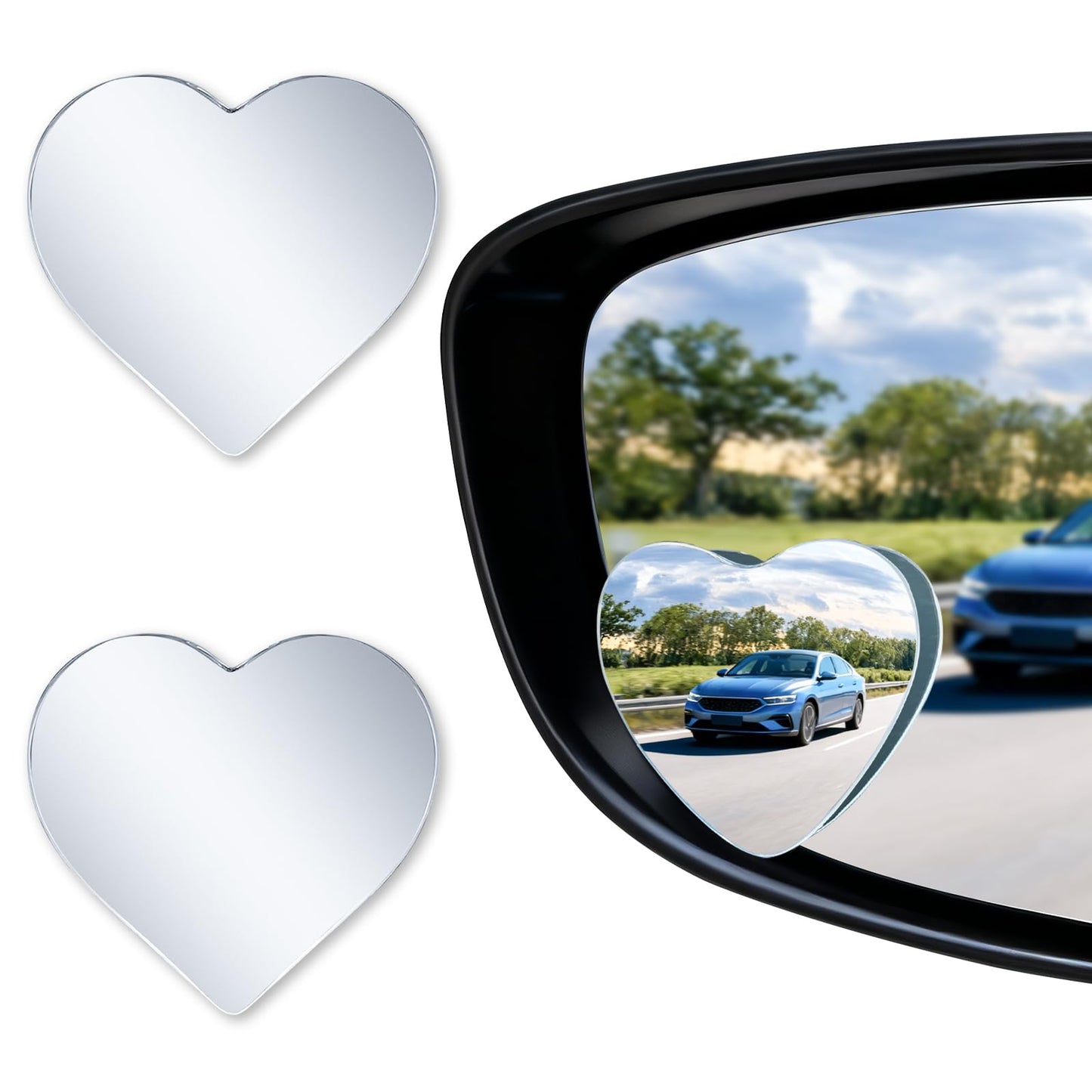 LivTee Blind Spot Mirror, 2" Round HD Glass Frameless Convex Rear View Mirrors Exterior Accessories with Wide Angle Adjustable Stick for Car SUV and Trucks, Pack of 2