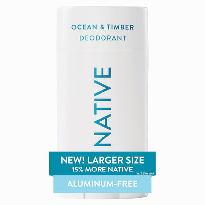 Native Aluminum Free Deodorant, Ocean & Timber, Large Size Stick, 72 Hour Odor Control, for Women & Men, Contains Naturally Derived Ingredients, 3.1 oz