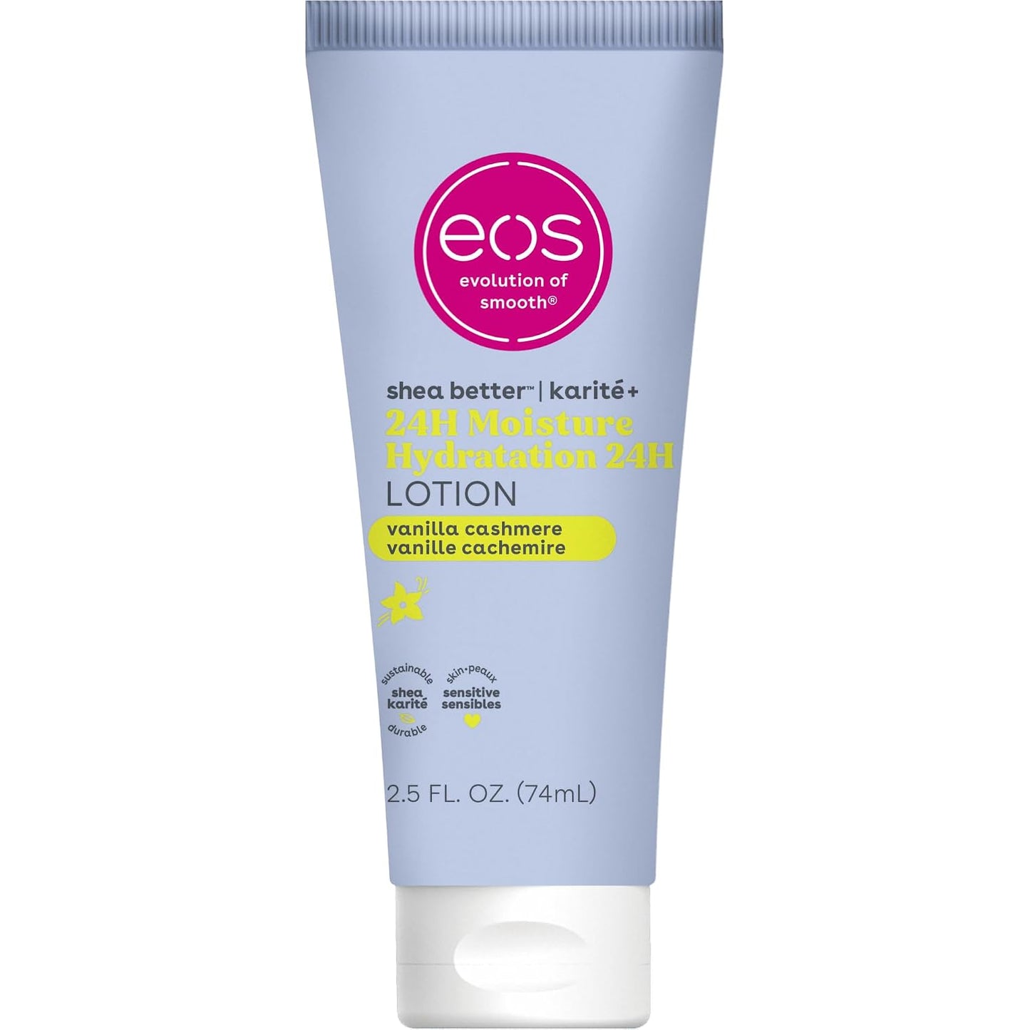 eos 24H Moisture Travel Body Lotion- Vanilla Cashmere, 2.5 fl oz