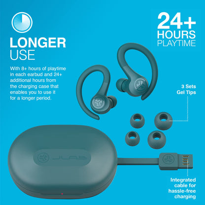 JLab, Go Sport+, True Wireless Workout Earbuds, Bluetooth Sport Earbuds, Clear Calling, Graphite