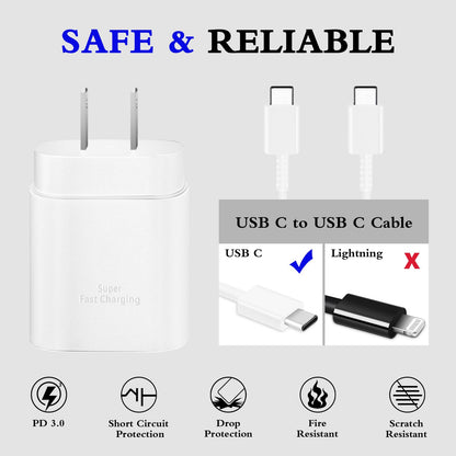 GUUSMART Type C Charger 2-Pack 25W Long 6ft USB C Charger Cable