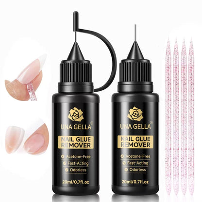 UNA GELLA 15g Nail Glue for Press On Nails with 20ml Nail Glue Remover Kit