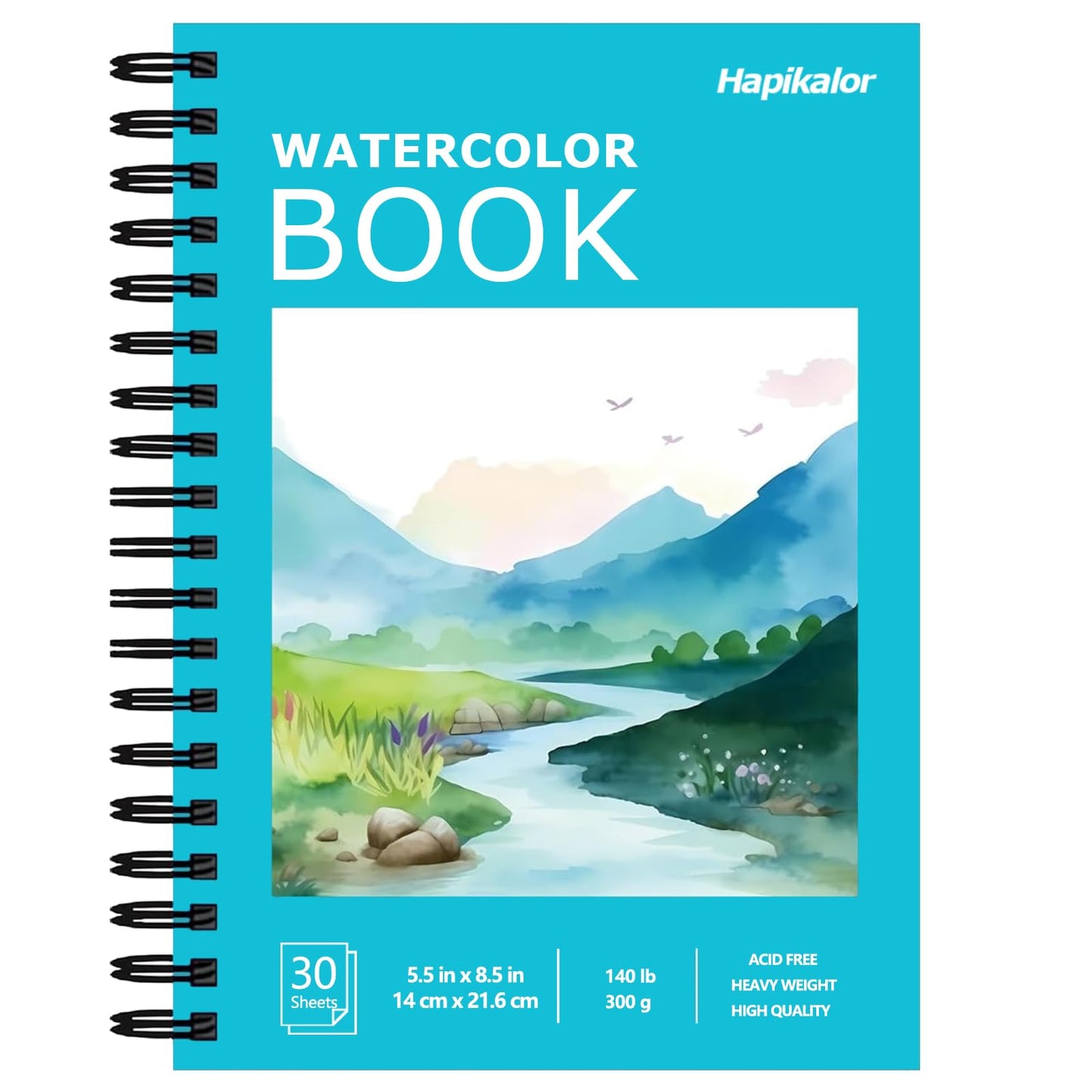 Hapikalor Watercolor Paper Pad, 9"x12" Water Color Paper, 140lb/300gsm Teal