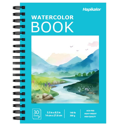Hapikalor Watercolor Paper Pad, 9"x12" Water Color Paper, 140lb/300gsm Teal