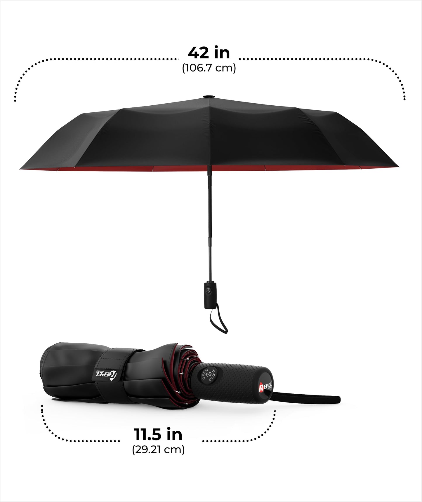 Windproof Travel Umbrella - Compact & Withstands Winds up to 100MPH, Strongest Premium Auto Folding Umbrella for Rain and Sun - Durable, Light & Portable for Women & Men, Fits Backpack & Cars