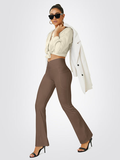 FOHOFO Yoga Pants Women, Flare Leggings for Women with Pockets Crossover High Waisted Bootcut Yoga Pants