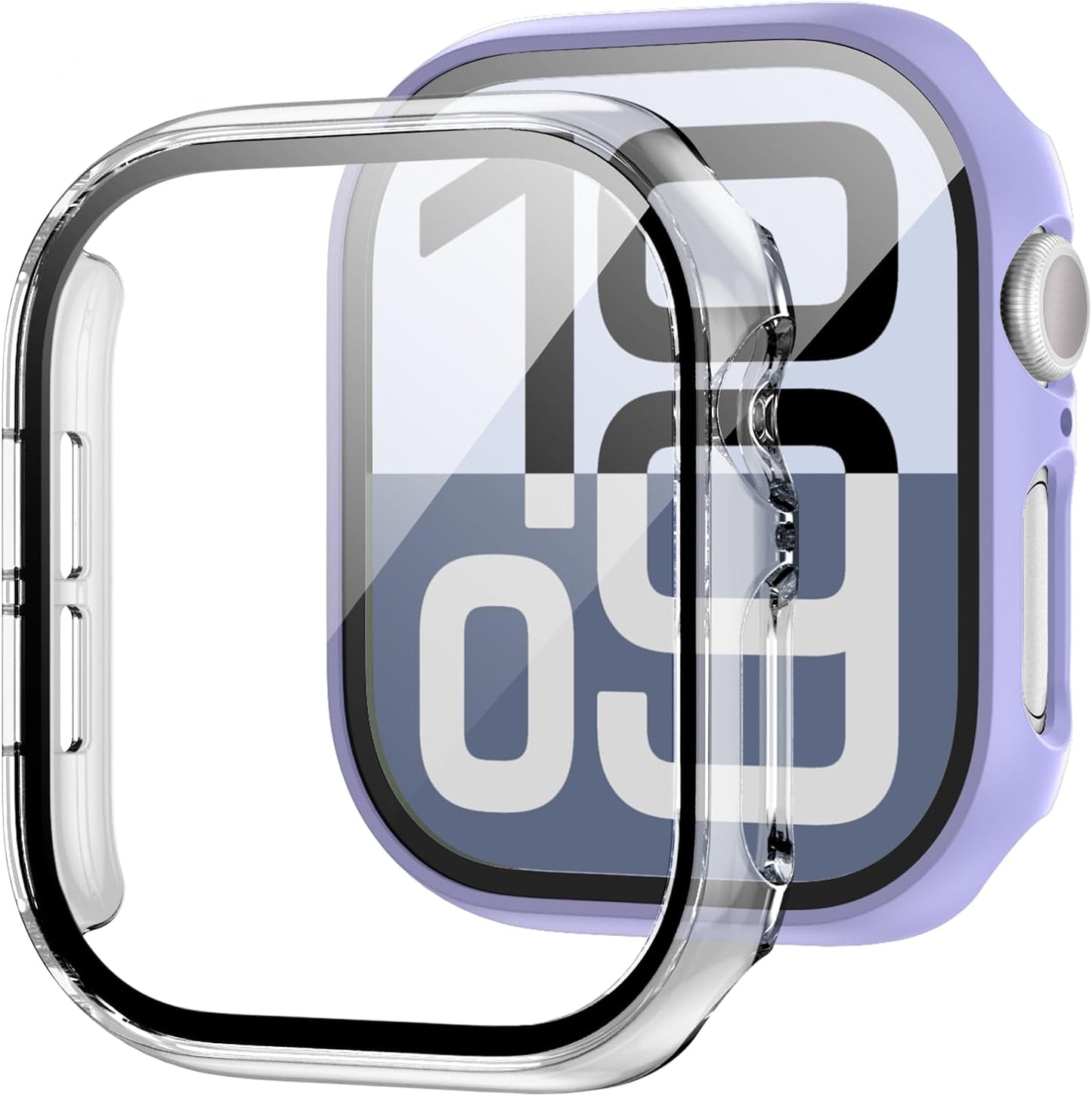 JZK Screen Protector Case for Apple Watch Series 11/10 42mm,Purple+Clear