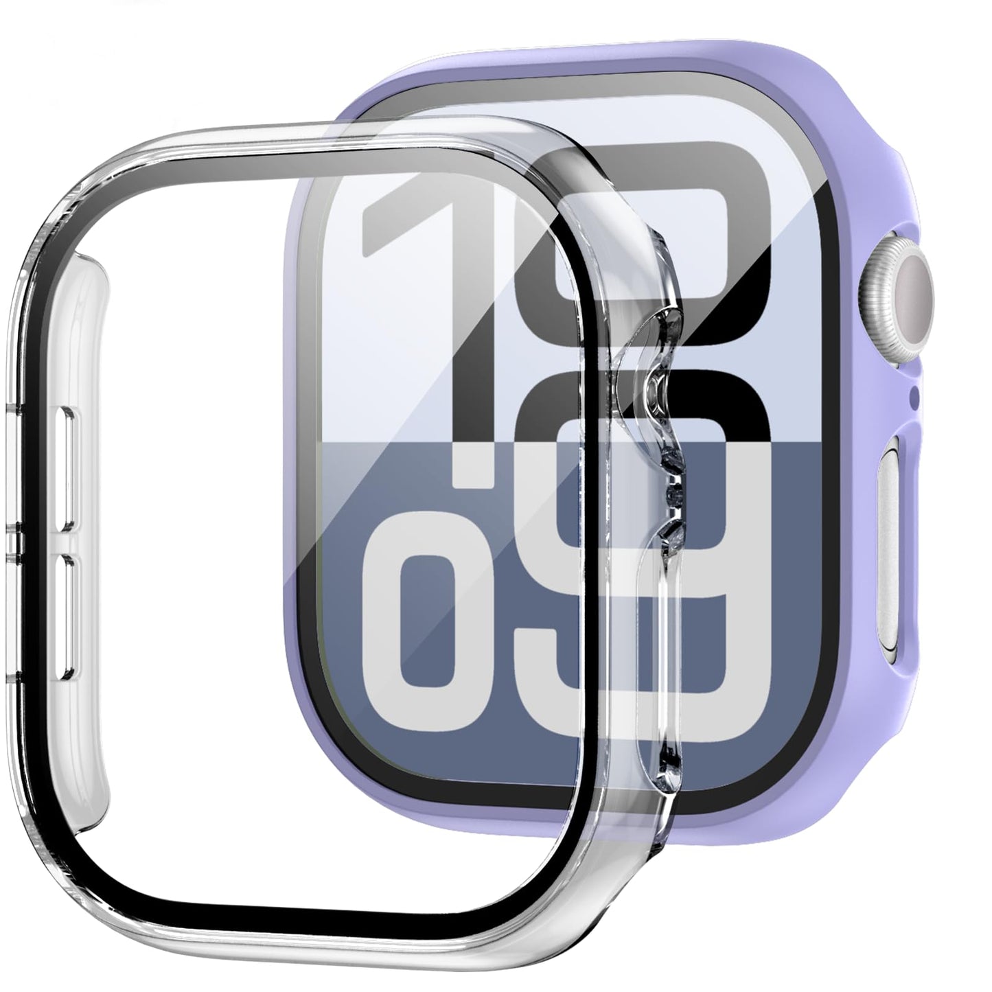 JZK Screen Protector Case for Apple Watch Series 11/10 42mm,Purple+Clear