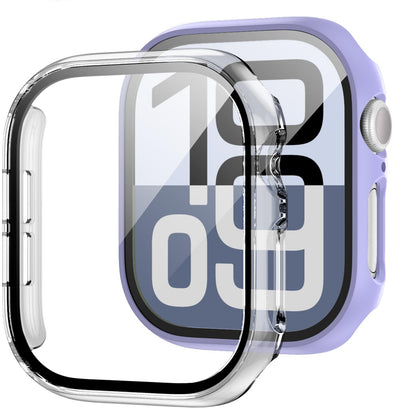 JZK Screen Protector Case for Apple Watch Series 11/10 42mm,Purple+Clear