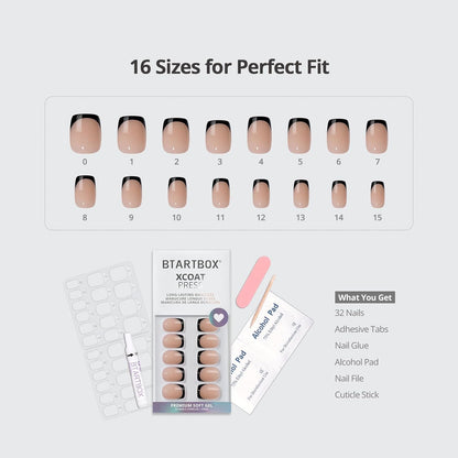 BTArtbox Press On Nails, Vanilla Cream, Short Square, Ombre Peach, 32Ct
