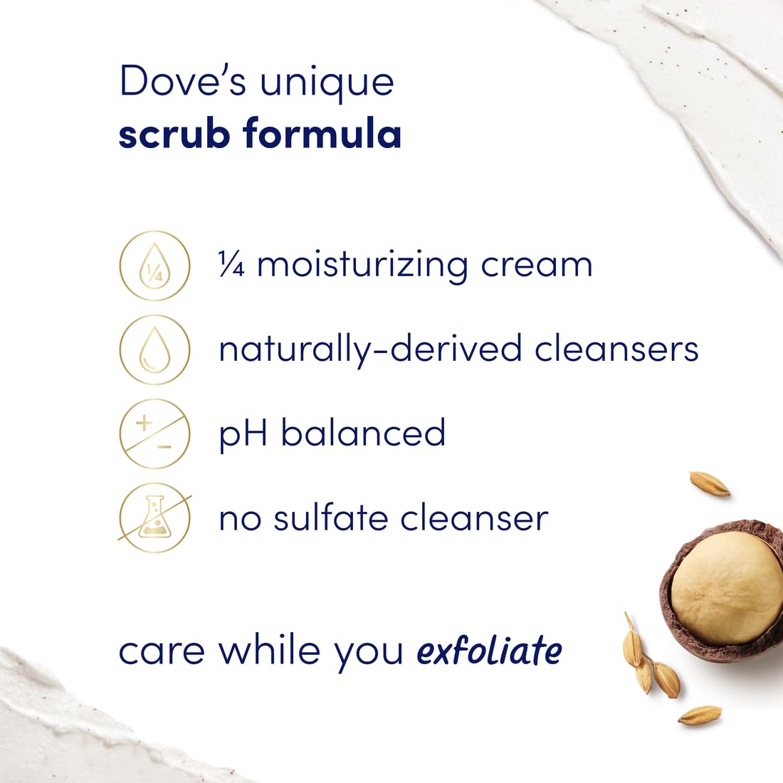 Dove Scrub Macadamia Rice Milk Body Scrub Exfoliates and Deeply 15 oz