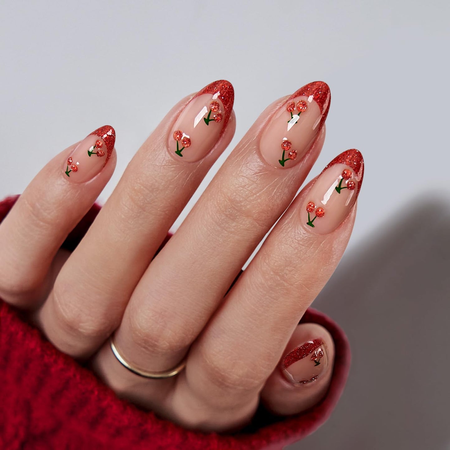 BTArtbox Press On Nails, Cream Puff, Short Almond, Ombre Off White, 32Ct