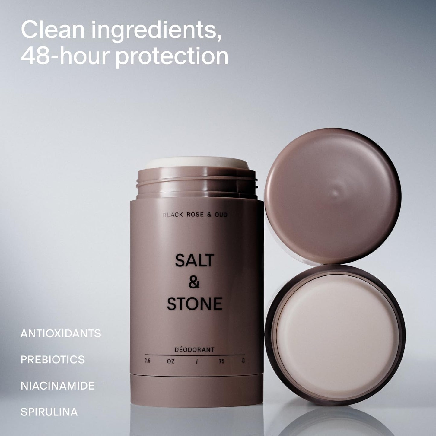 Salt & Stone Aluminum-Free Deodorant, Women & Men Santal & Vetiver 2.6 oz
